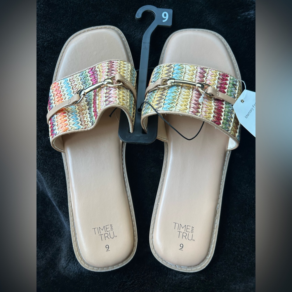 Time and Tru Women's Colorful Slide Sandals